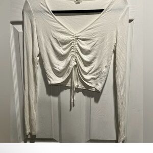 Garage Cream Ruched Crop Top